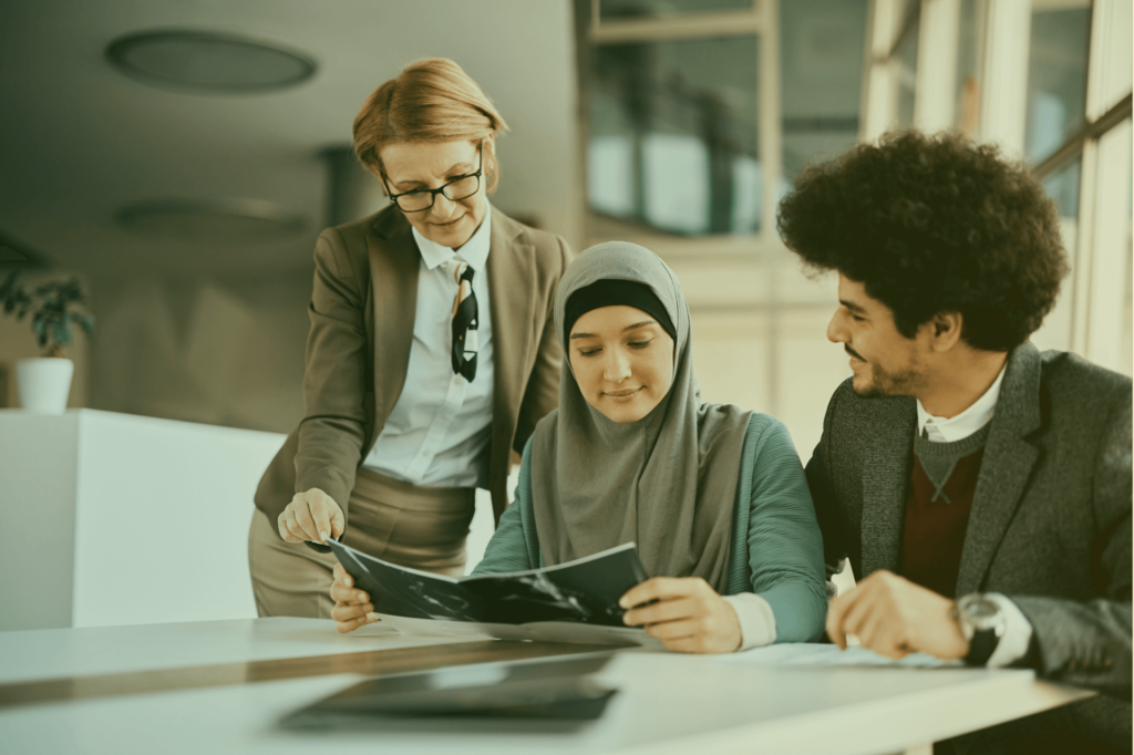 Couple talking to advisor about insurance